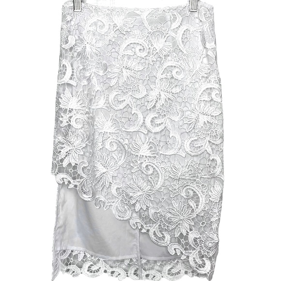 Guess “Collena” White Lace Asymmetric Pencil Skirt - Picture 4 of 8